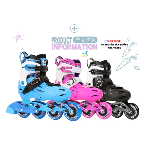 Giày Patin Trẻ Em Flying Eagle S5S+ New 3 Màu Đen/ Hồng/ Xanh