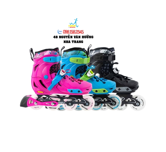 Giày Patin Trẻ Em W198-QS 3 Màu Đen/ Hồng/ Xanh